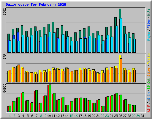 Daily usage for February 2020