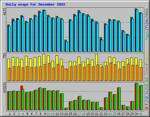 Daily usage for December 2022