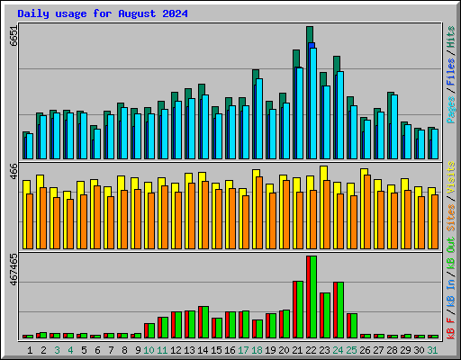 Daily usage for August 2024