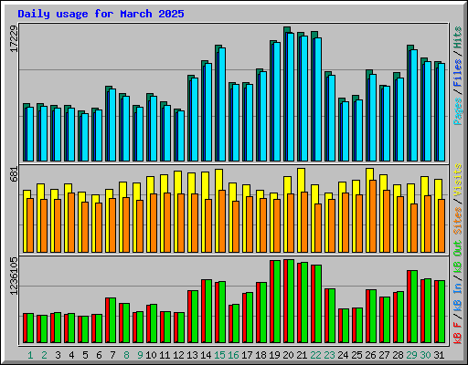 Daily usage for March 2025
